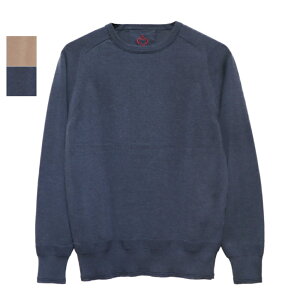 SIDE SLOPE(TChX[v)cotton crew-neck knit pullover Rbg N[lbN Z[^[ySSL35-112Wz