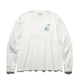 ROARK REVIVAL(ロアーク リバイバル)"UNHUSTLE" L/S TEE プリント ロングスリーブ Tシャツ【RLTJ958-WHT】