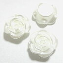 【50円均一】 アクリルビーズ （ パールビーズ ）*約14mm×(厚み約5mm)(ホール約1.5mm)* ローズ パール オフホワイト *6個入り アクリル ビーズ 手作り ピアス プラビーズ