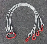 玉掛け ワイヤーロープ 4本吊り フック付き 使用荷重2t 長さ1m 亜鉛メッキ鋼製 ワイヤースリング 玉掛ワ…