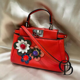 【中古】FENDI フェンディ 8M0355 マイクロピーカブー フラワーモチーフ レッド Micro Peekaboo Flower Motif Red