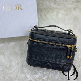 【中古】Christian Dior クリスチャンディオール ヴァニティ スモール カナージュ ブラック Small Cannage Vanity Black