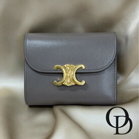 【中古】セリーヌ CELINE トリンオフ スモール フラップ ウォレット グレー Triomphe Small Flap Wallet gray