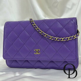 【中古】CHANEL シャネル AP0250 マトラッセチェーンウォレット パープル×ゴールド金具 Matelassé Chain Wallet Purple × Gold-Tone Hardware