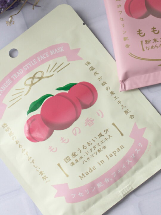楽天市場 フェイスマスク シートマスク パック シート 国産 日本製 ギフト 女性 コスメ 化粧品 ワセリン しっとり 潤い 保湿 雪の元 レトロ パッケージ かわいい おしゃれ 手土産 プチギフト プレゼント もも 桃 まとめ買い おでかけセレクト 楽天市場店