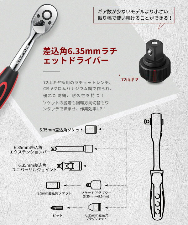 楽天市場】限定【3,980円】整備工具セット 71PCS 作業 ソケットレンチセット 工具箱 ホームツールセット 家庭用 常備 精密 DIY 工具セット 車 バイク 自転車 工具セット 各種メンテナンス対応 現場作業 修理 差込角 6.35mm(1/4インチ) ラチェットレンチ 収納ケース付き ... 楽天市場】限定【3,980円】整備工具セット 71PCS 作業 ソケットレンチセット 工具箱 ホームツールセット 家庭用 常備 精密 DIY 工具セット 車 バイク 自転車 工具セット 各種メンテナンス対応 現場作業 修理 差込角 6.35mm(1/4インチ) ラチェットレンチ 収納ケース付き ...