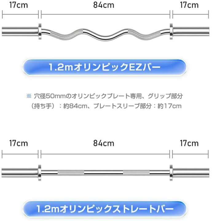 楽天市場】バーベルシャフト 120cm 直径50mm EZバー ストレートバー 