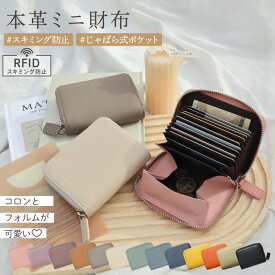 今だけ!【3/12迄♪42%クーポン配布】 ミニ財布 コンパクト 財布 革 二つ折り財布 レディース ファスナー カードケース じゃばら カード 枚収納 薄い 蛇腹式ミニ財布 レザー ウォレット 薄型 牛革 大人 お財布 ミニサイフ かわいい