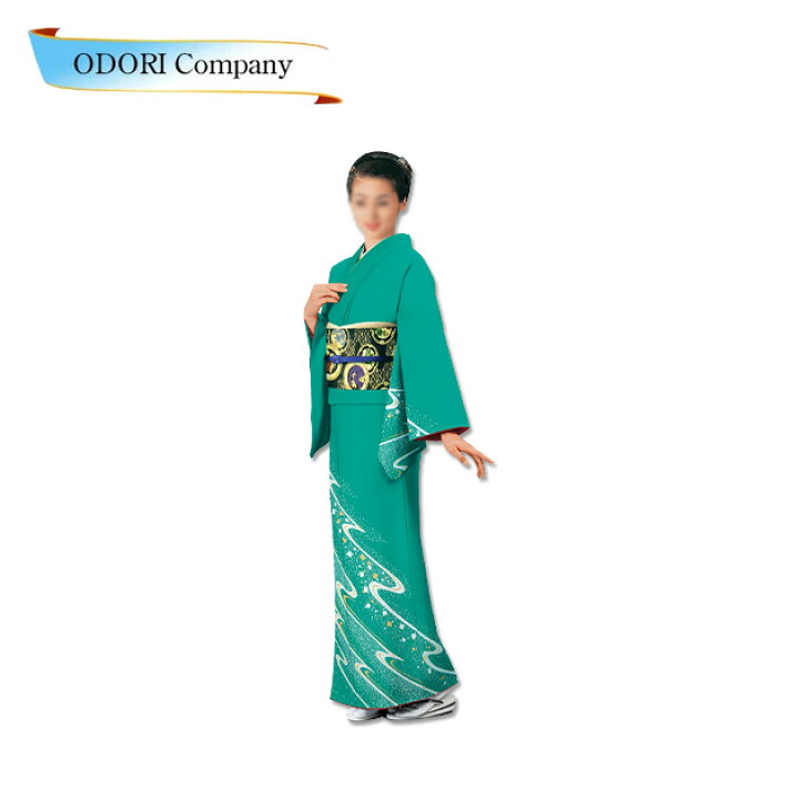 優美 踊り衣装 着物単衣仕立上り洗える着物 訪問着 緑 ODORI Company 