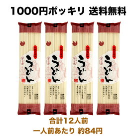 【ポスト投函】 うどん 乾麺 3人前(270g)×4パック1000円ポッキリ 保存食 送料無料