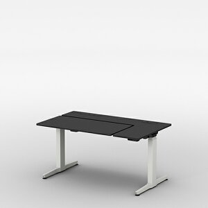 【okamura】REGAS(リーガス)電動昇降デスク L型水平天板タイプ 幅1400(実寸1350) 奥800 タイプ 本体(脚)カラー ホワイト or ブラック 天板ブラック インジゲータ有