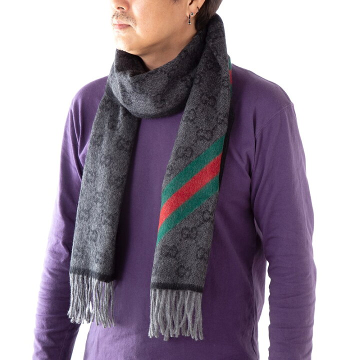 楽天市場 5 Offクーポン8 1 配布 グッチ マフラー メンズ レディース 4色 3gb18 Gg柄 ライン ウール アルパカ グレー サンド 黒 ブルー Gucci 男性 女性 大判 彼氏 彼女 プレゼント おしゃれ ペア カップル 上品 柄 ギフト クリスマス インポートブランド