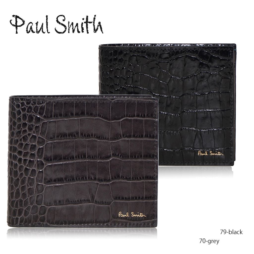 楽天市場】ポールスミス メンズ 二つ折り財布 グレー ブラック Paul