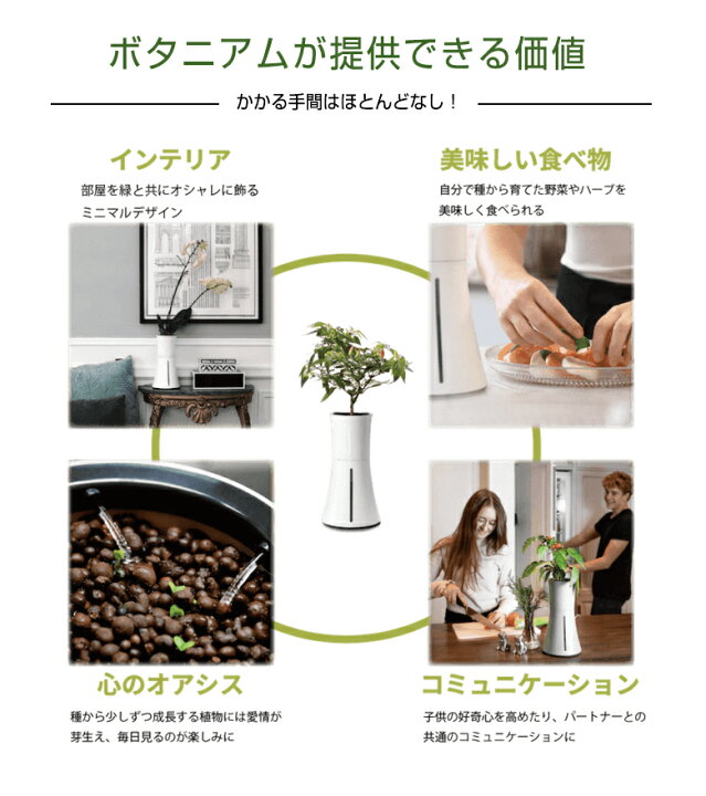 スマート水耕栽培キット ボタニアム 料理 野菜 家 部屋 華 植物 花 育てる 飼育