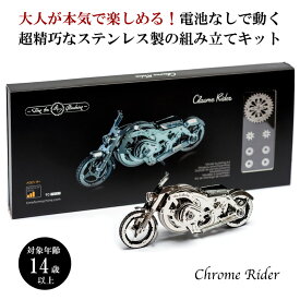 Time for Machine 超精巧なステンレス製の組み立てキット Chrome Rider プラモデル 模型 フィギュア メタルパーツ スタイリッシュ メタル モデル ゼンマイ仕掛け インテリア プレゼント ギフト クラウドファンディング お洒落 おしゃれ クロムライダー バイク