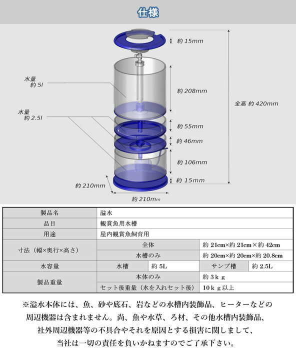 楽天市場】溢水 いっすい【スターターセット】オーバーフロー水槽 お重 