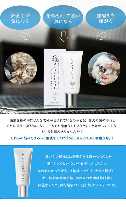 市場 犬用歯磨き粉 歯磨き粉 アパタイト配合 40g オーラルケア わんちゃん歯磨き粉 小型犬 ミガケンデ Migakende 無添加