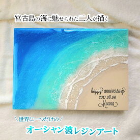 Leaf Edgez Ocean Resin art（オーシャンレジンアート）アートパネル A3size(29.7cm×42cm) 宮古島の海に魅せられた二人が描く世界に一つだけの波レジンアート あなたの大切な人に美しい海を贈る 名入れ・メッセージ刻印無料 記念日 新築祝い