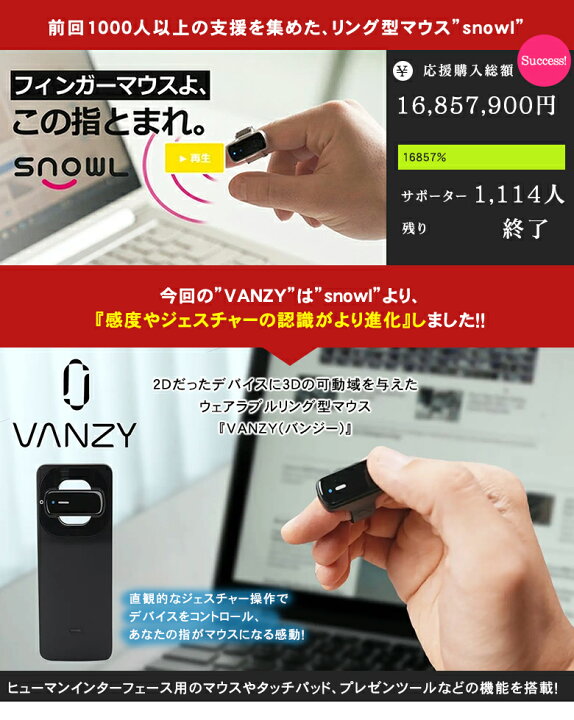 楽天市場】VANZY バンジー リング型マウス リングマウス 次世代マウス  