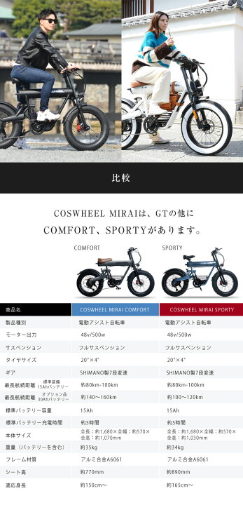 楽天市場】COSWHEEL MIRAI GT 電動アシスト自転車 コスウェル ミライ 