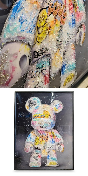 アートパネル ベアブリック 絵  最大10 OFFクーポン配布中 P5倍 クリスタル アートパネル 水晶絵 アートフレーム インテリアフレーム フルードベア ベアブリック BEARBRICK 落書き アメリカン ポップ おしゃれ 壁掛け パネル 額付き KH4588 offer9 店