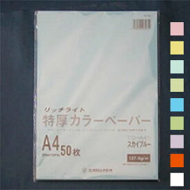 ブ厚い!カラーコピー・PPC用紙 リッチライト特厚カラーペーパー A4 1冊50枚入 オストリッチダイヤ/EC-TC-A4