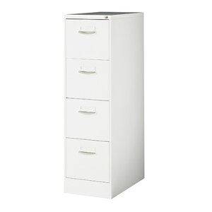プラス A4ファイリングキャビネット 4段 鍵付き 幅388×奥行620×高さ1335mm【ホワイト】 QE-N-A4-4 書類整理 書類収納 オフィス収納 【完成品】