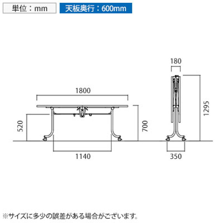 楽天市場】フライトテーブル 角型 幅1800×奥行600mm ソフトエッジ巻 OS 