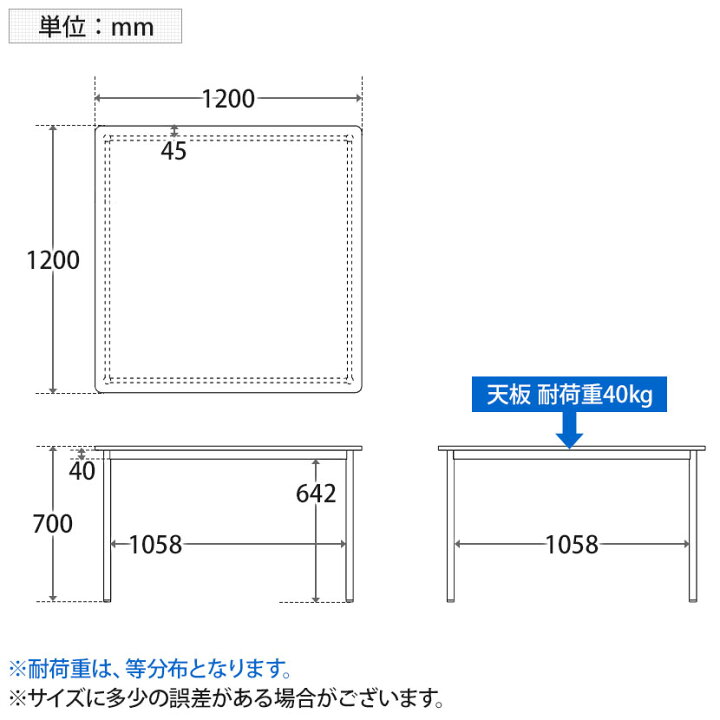 楽天市場】RFシンプルテーブル 幅1200×奥行1200×高さ700mmミーティング 