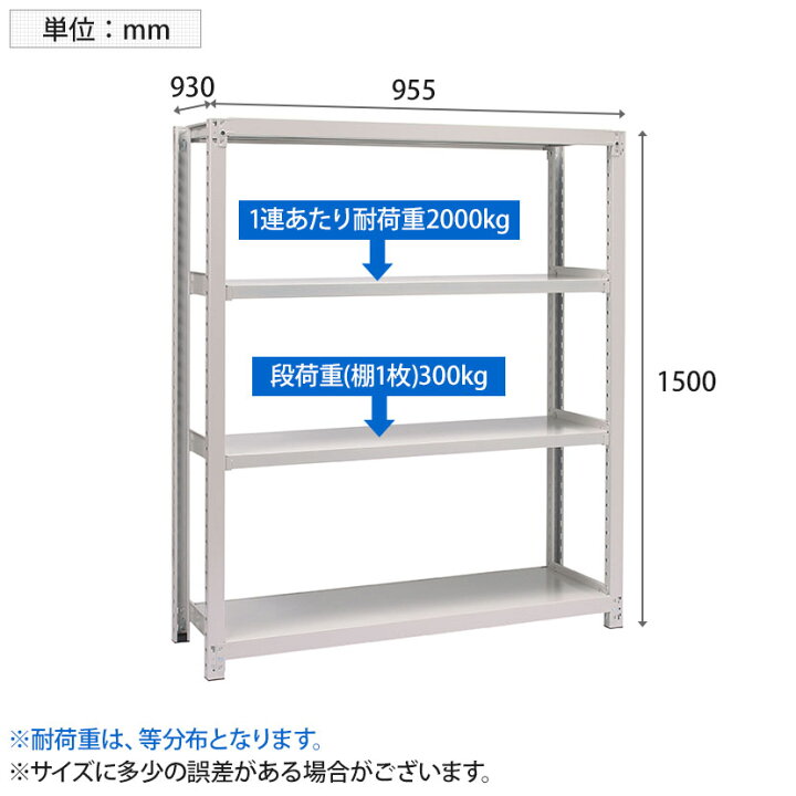 楽天市場】【本体】国産スチールラック 中量棚300kg/段 単体 