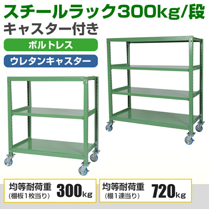 楽天市場】国産スチールラック 中量棚300kg/段 天地3段 ウレタン 