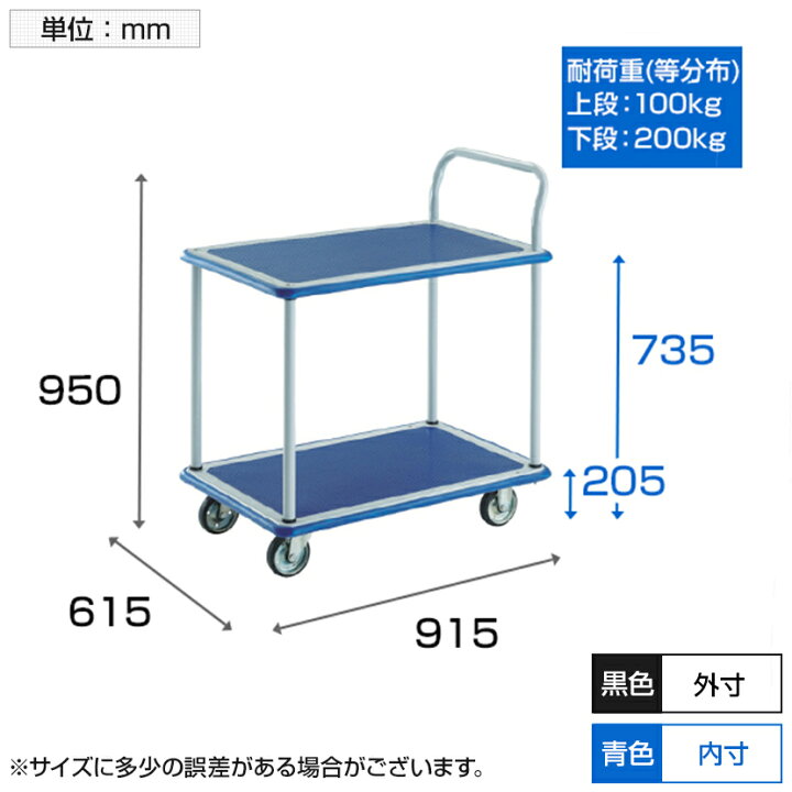 楽天市場】TRUSCO プレス製台車 ドンキーカート 2段式片袖タイプ 915 