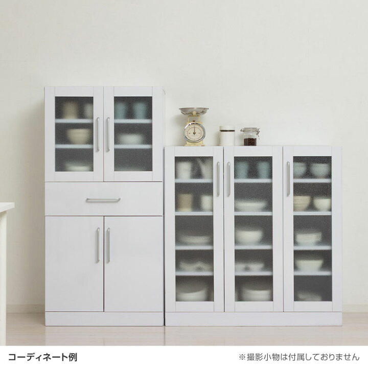 楽天市場】ヌーヴォー 食器棚 キッチン収納 キャビネット すりガラス扉 
