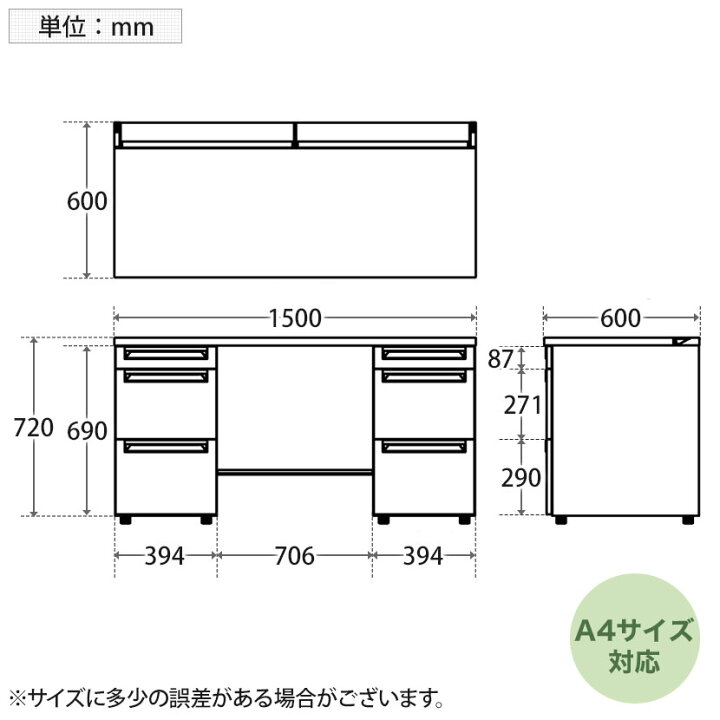 楽天市場】UR-156WA-33 1 US-W スチールデスク 両袖机 オフィスデスク 