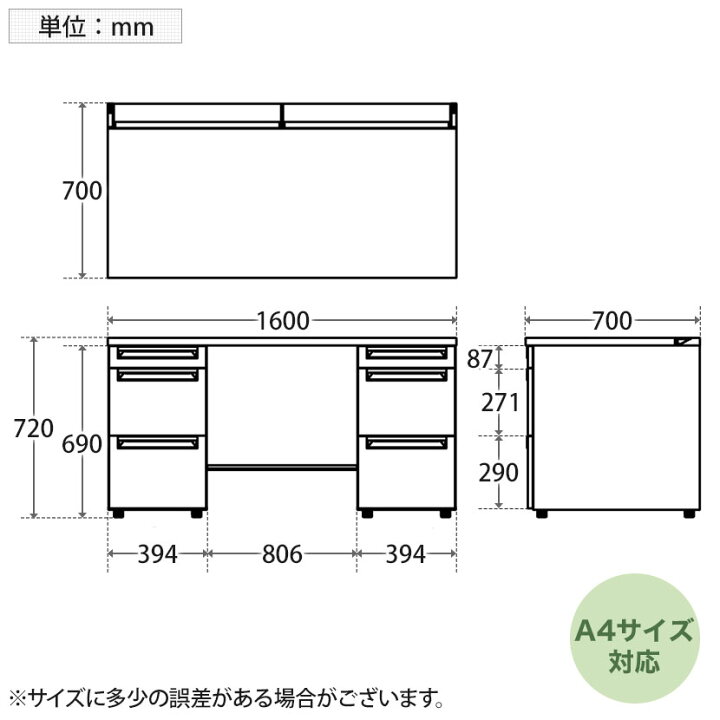 楽天市場】UR-167WAL-33 1 US-W スチールデスク 両袖机 オフィスデスク 
