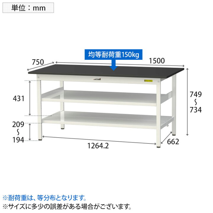 楽天市場】山金工業 ワークテーブル LABシリーズ 固定式 高薬品耐性天板 中間棚/全面棚板付き 均等耐荷重150kg SLK-1575TTF-BKW 幅1500×奥行750×高さ740mm : オフィス家具通販のオフィスコム