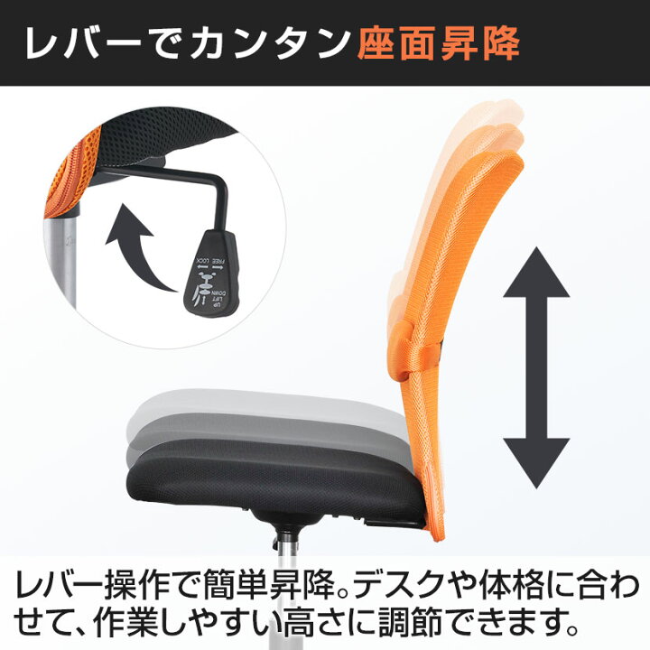 楽天市場】【P5倍20日20〜24時限定】オフィスチェア メッシュ 肘なし 