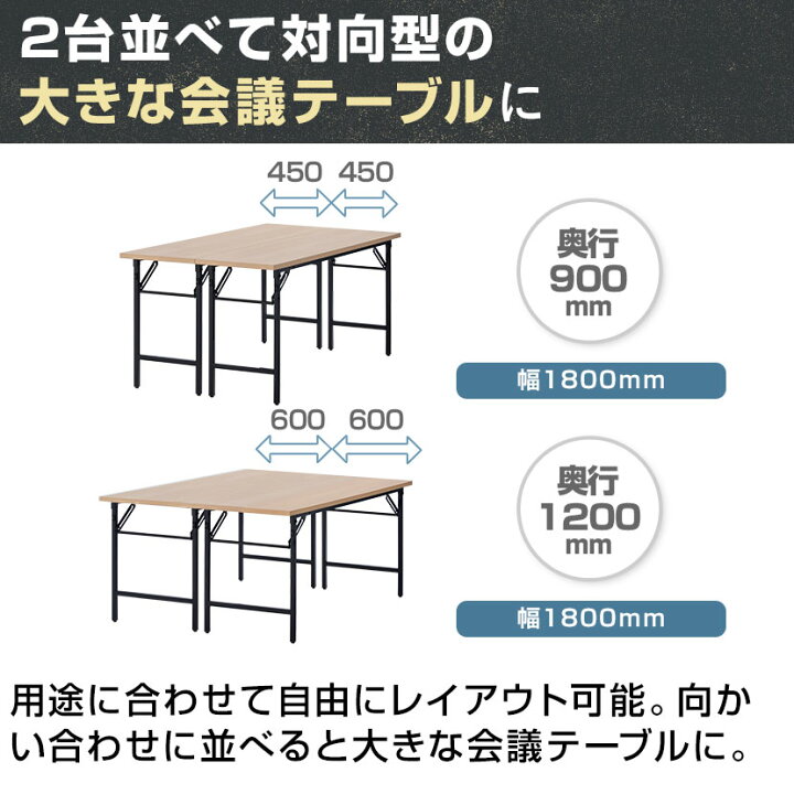 楽天市場】会議用テーブル 折りたたみテーブル 棚付き 幅1500×奥行450  