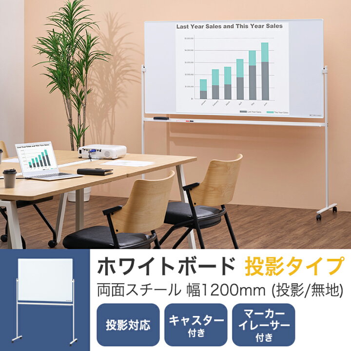 楽天市場】【法人様限定】ホワイトボード 脚付き 投影タイプ 両面(投影 