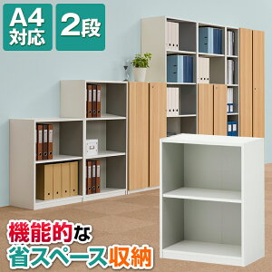 ペスパ 木製キャビネット 2段 扉なし ロータイプ 幅600×奥行350×高さ785mm 【ホワイト×グレー】背面同色仕上げオープン 扉無し キャビネット 木製 シェルフ 収納棚 本棚 オープンキャビネット