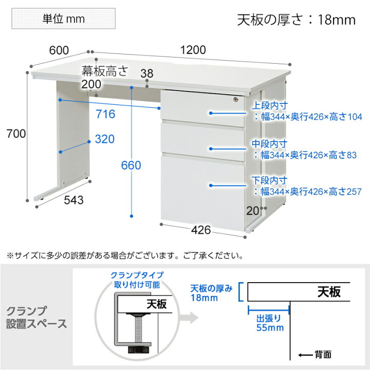 楽天市場】オフィスデスク 事務机 片袖 1200×600 ホワイトワークデスク 