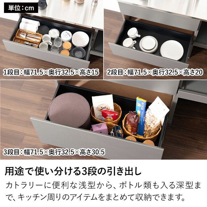 楽天市場】キッチンカウンター ステンレス天板 耐熱 耐水 食器棚 