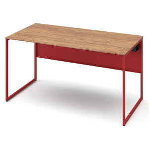 オカムラ ソリスト Soliste スタンダードタイプ(高さ720) 平机 フレーム脚(オレンジレッド) メラミン天板(ティンバーウッド) 幅1400×奥行700×高さ720mm 3K20LD 岡村製作所 オフィスデスク パソコンデ