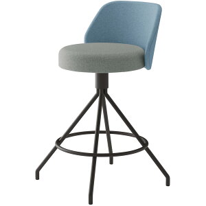 コクヨ コーデ COODE ラウンジチェア 固定脚 ミドルハイタイプ 背座回転 肘なし ブラック塗装脚 背座クッション 背座別色 K04-BZ20CC