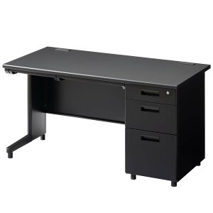 【法人様限定】スチールデスク ブラック EX 片袖机 オフィスデスク 引き出し 幅1400×奥行700×高さ720mm 配線穴 事務机 ビジネスデスク 事務デスク ワークデスク デスク 黒 幅140cm 奥行70cm 作業デ
