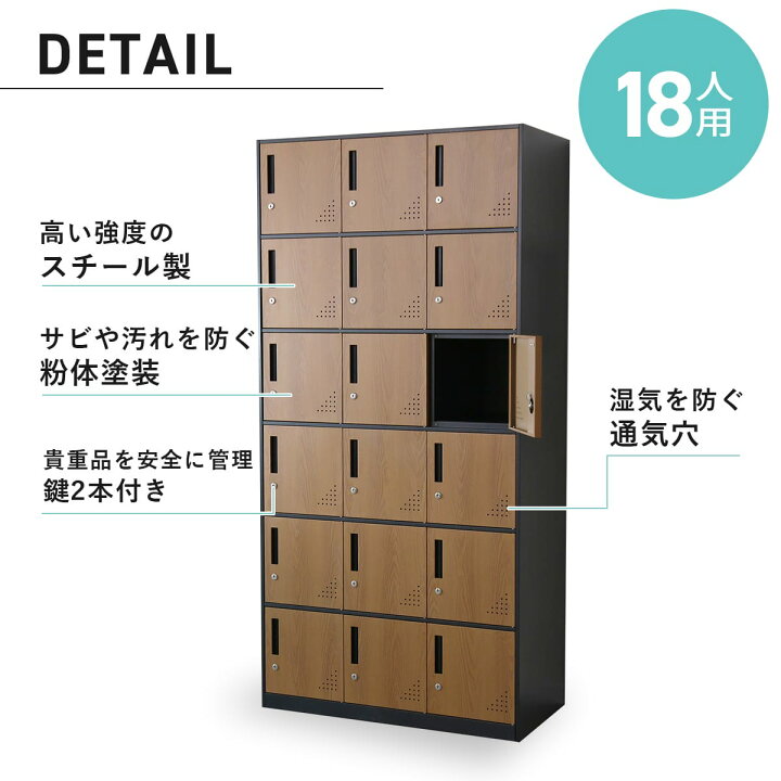 楽天市場】ロッカー 18人用 オフィス スチール 収納 ロータイプ 3列6段 