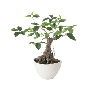 フェイクグリーン【 ガジュマル ボウル 】幅45 × 奥行45 × 高さ50cmオフィスグリーン 観葉植物 フェイク 人工観葉植物 卓上 開業祝い 開店祝い 移転祝い 新築祝い 贈り物 おしゃれ