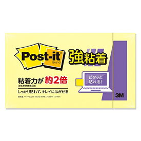 スリーエム ポストイット強粘着製品 ノート イエロー 75mm×127mm 90枚 655SS-RPY ふせん 付箋 /4549395412129