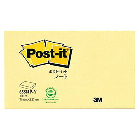 【送料無料】655RP-Y　ポスト イット ノート 75x127mm 100枚 イエロー 655RP-Y（60セット）