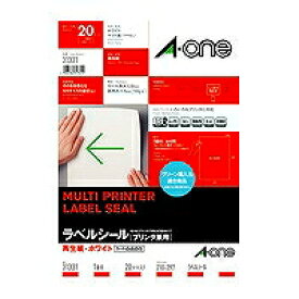 エーワン ラベルシール 再生紙 ノーカット 20枚 31331（10セット）
